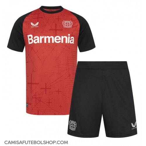 Camisa de time de futebol Bayer Leverkusen Replicas 1º Equipamento Infantil 2024-25 Manga Curta (+ Calças curtas)